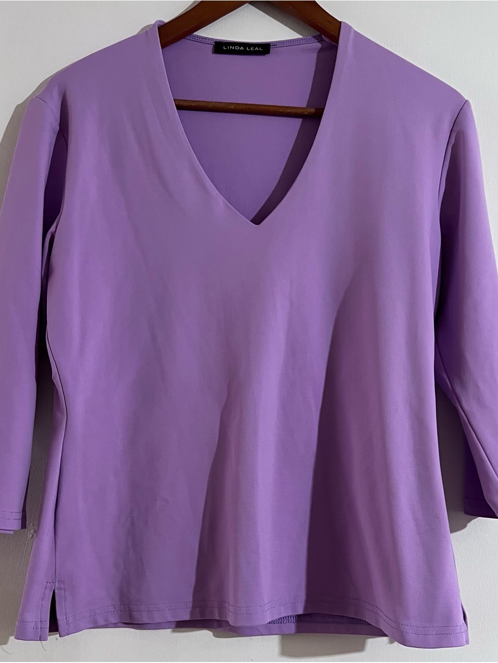 Linda Leal Lavender V-Neck Long Sleeve Tee